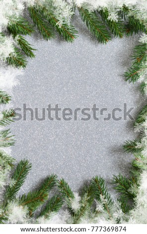 New Year's background with fir and snow.