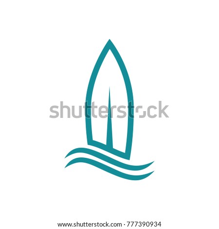 Surfing Logo Design Vector, Combine Surf Board and Wave Icon Royalty-Free Stock Photo #777390934