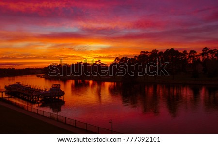Vibrant, colorful sunsets on the Intracoastal Waterway in Myrtle Beach, South Carolina