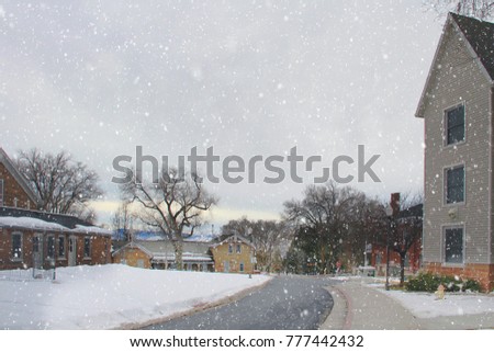 City: Pedestrian Point of View of the Dormitory Apartment Covered with Snow, Leafless Tree in Salt Lake City, Utah.