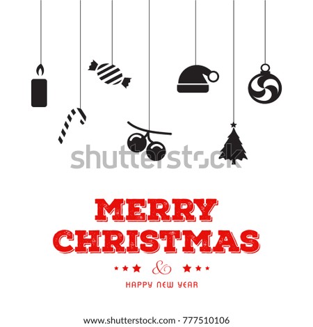 Christmas card with icons and typographic