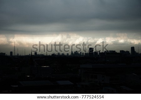 White Clouds over Cityscape of Bangkok, Thailand.