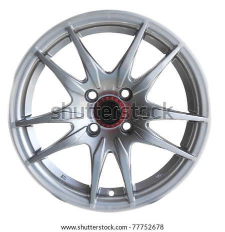 car alloy wheel, isolated over white background