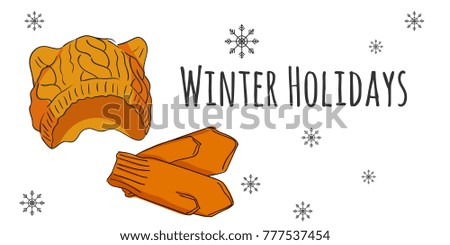 Vector set of isolated winter accessories. Color sketch.