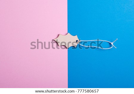 Business cards on pink and blue background. Mockup.