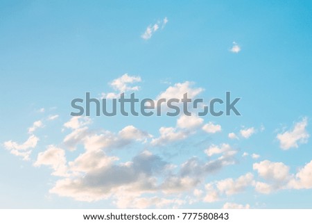 Beautiful Blue Nature Background Sky with clouds, Amazing Landscape  for Design. Wide Horizontal Wallpaper With Copy Space
