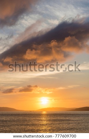 Sunset in Ezaro coast (La Coruna, Spain).