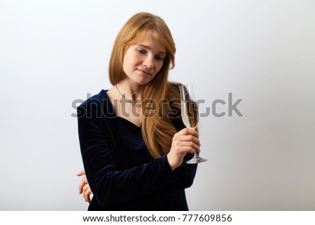 Vertical picture of young elegant european lady