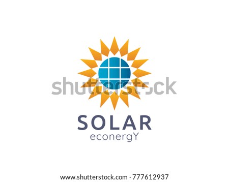 Solar panel energy logo icon. zero waste concept design vector illustration