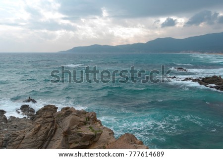 Soft storm, sea during windy and gray day, nature picture