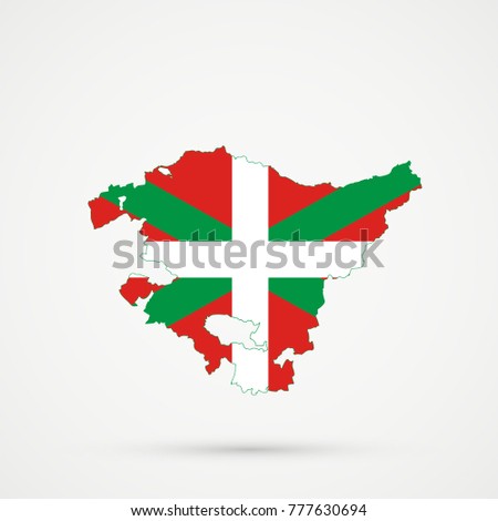 Basque Country (Spain) map in Basque Country (Spain) flag colors, editable vector.