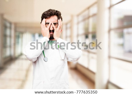 young doctor man crying