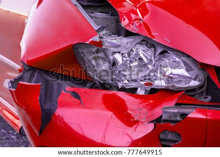 Red car crash accident 