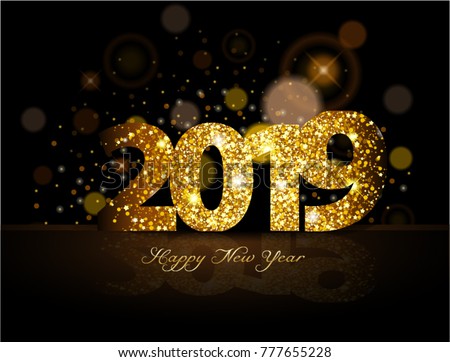 Gold 2019 happy new year on the background