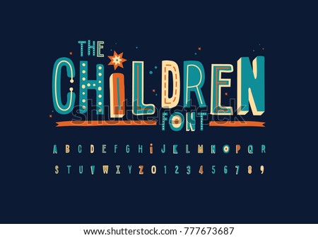 Vector of modern playful font and alphabet Royalty-Free Stock Photo #777673687