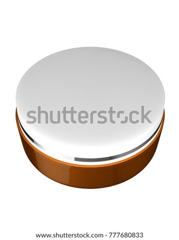 3D realistic render of orange glossy cosmetic jar with white lid for cream, butter, scrub, gel, powder, wax. Packaging mock up template. Isolated on white background. Clipping path.