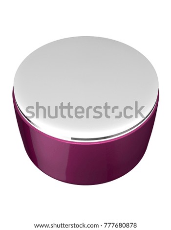 3D realistic render of pink glossy cosmetic jar with white lid for cream, butter, scrub, gel, powder, wax. Packaging mock up template. Isolated on white background. Clipping path.