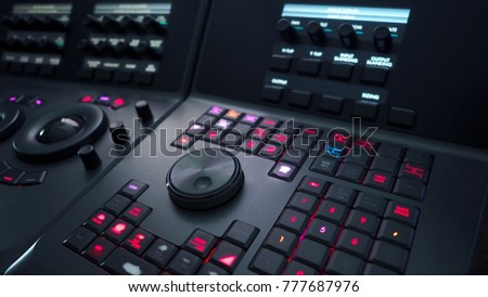 Telecine color grading control machine for film director edit or adjust color on digital video movie in post production stage.