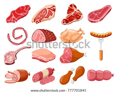 Meat icon set vector Fresh meat icons set Royalty-Free Stock Photo #777701845