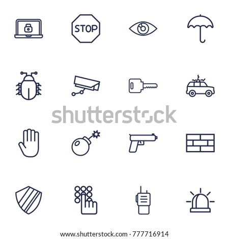 Set Of 16 Safety Outline Icons Set.Collection Of Parasol, No Entry, Open And Other Elements.