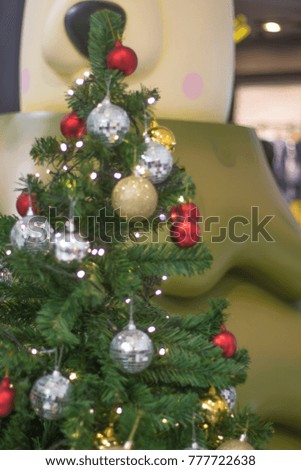 soft focus of Glass beads Christmas tree jewelry