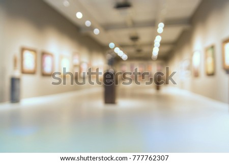 Abstract Blur Defocus Background Lobby of Modern Art Gallery Museum or Showroom exhibit Picture or Painting with Light Bokeh as Modern Urban Lifestyle