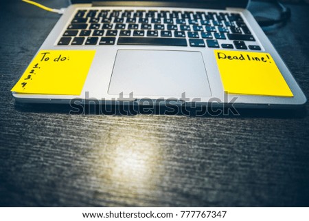 to do list and deadline Sticky Notes Papers on a Laptop