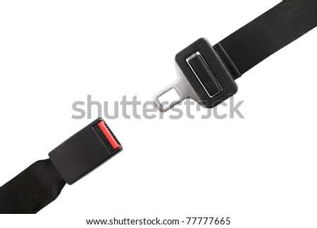 Opened seat belt. All on white background. Royalty-Free Stock Photo #77777665