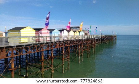 Summer colours on Hastings pier, UK Royalty-Free Stock Photo #777824863