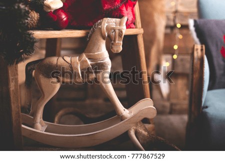 Christmas atmosphere with rocking horse