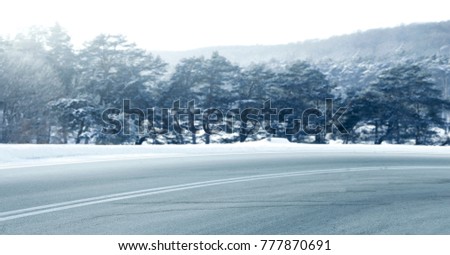Winter road and free space for your decoration. 