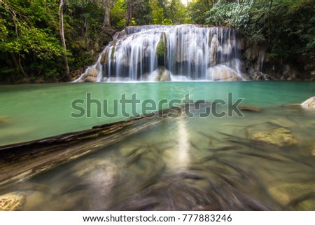 Erawan Waterfall ,  Kanchanaburi . Waterfall in Si Sawat