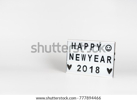 happy new year 2018 letter in lightbox white background