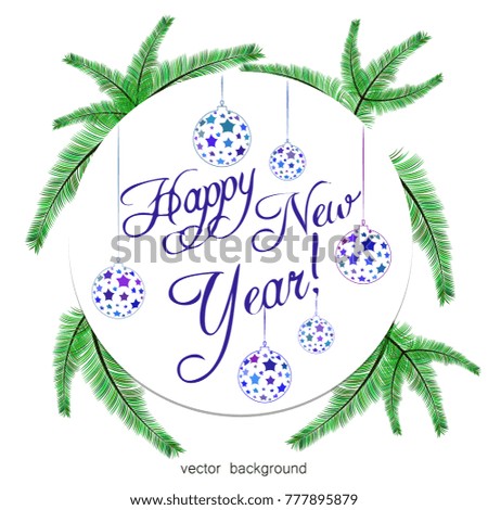New Year vector greeting card, festive background, Christmas balls, snowflakes, lines, Christmas, abstract background