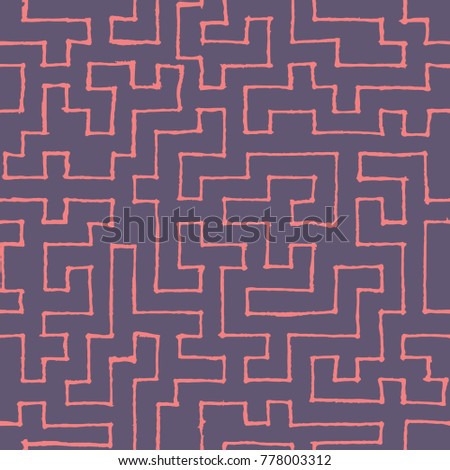 Seamless Labyrinth. Colorful Geometric Pattern. Technical Background for Textile, Page Filling, Book or Disk Cover