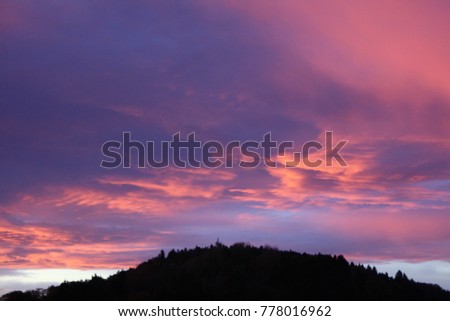 purple sky evening red chemical clouds