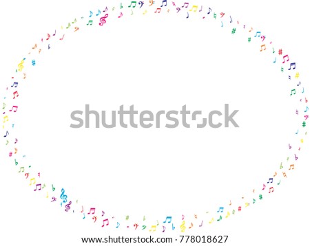 Colorful flying musical notes isolated on white backdrop. Fun musical notation symphony signs, notes for sound and tune music. Vector symbols for melody recording, prints and back layers.