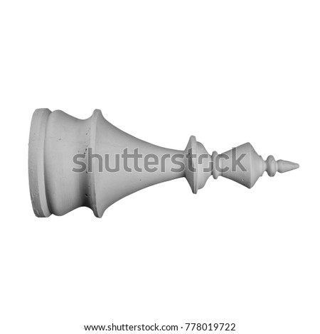 white plaster chess piece on an isolated background