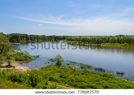 Shore of the Don river in the environs of Rostov-on-Don, Rostov region. Summer landscape in Veshenskaya village Royalty-Free Stock Photo #778087570