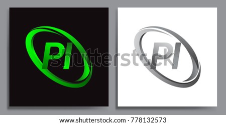 letter PI logotype design for company name colored Green swoosh and grey. vector set logo design for business and company identity.
