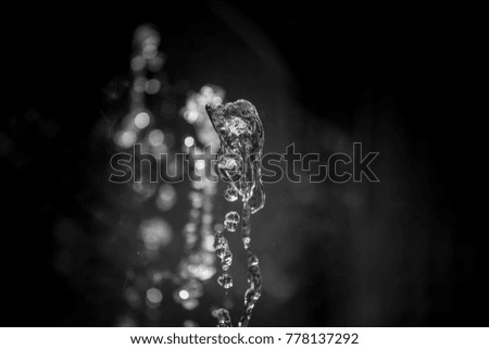 Abstract black and white water fountain background