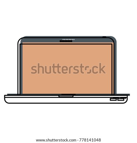 laptop computer front view in watercolor silhouette