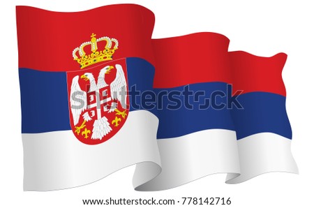 Serbia flag waving isolated on white in vector format.