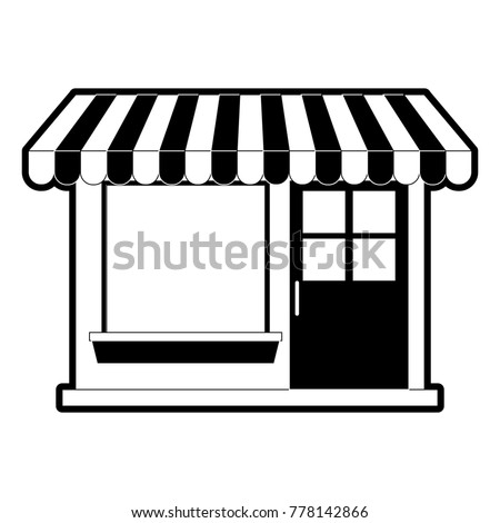 store facade with sunshade in black silhouette