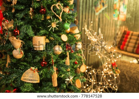Decorate thai style christmas tree on blurred.