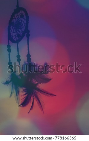 Dream catcher with shade of violet color bright light for background, dream and hope concept