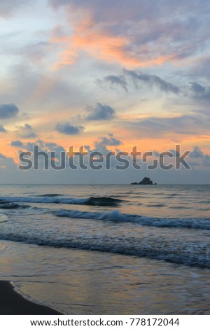Beautiful sunrise on the beach in Thailand province