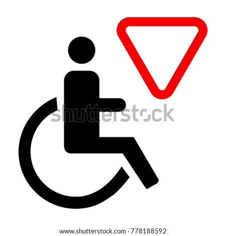 Disabled icon sign, black isolated on white background,sign giving way, vector illustration.