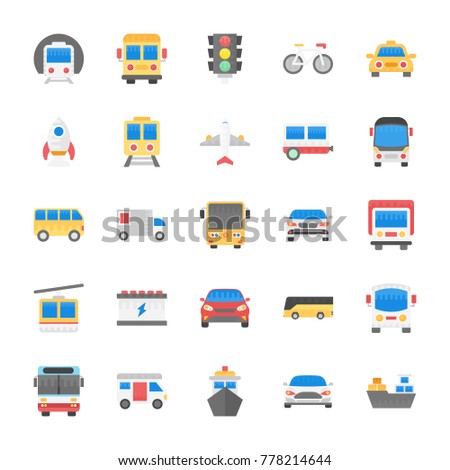 Set of Transport Flat Vector Icons