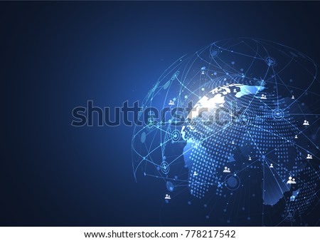 Global network connection. World map point and line composition concept of global business. Vector Illustration Royalty-Free Stock Photo #778217542